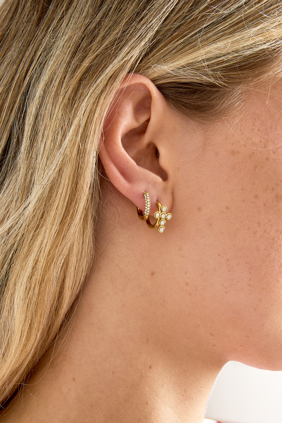 Boucles d'oreilles créoles en acier inoxydable, style simple et quotidien, collection de bijoux pour femmes