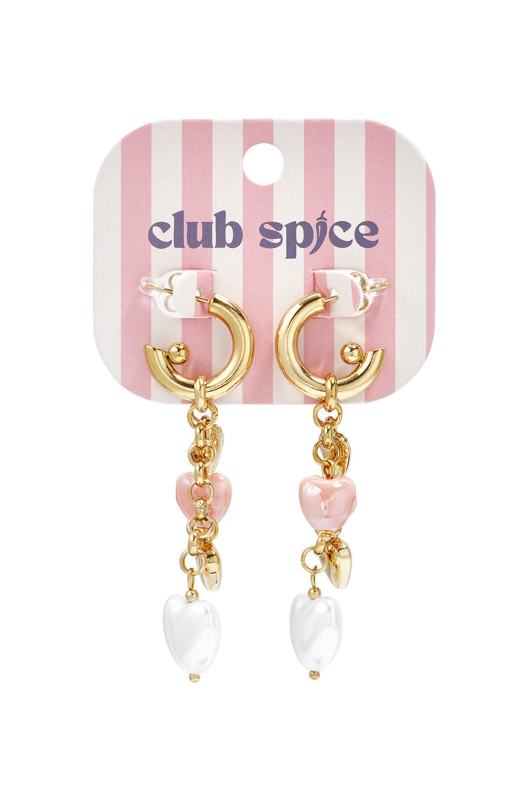 Boucles d'oreilles avec breloques en forme de cœur et perles