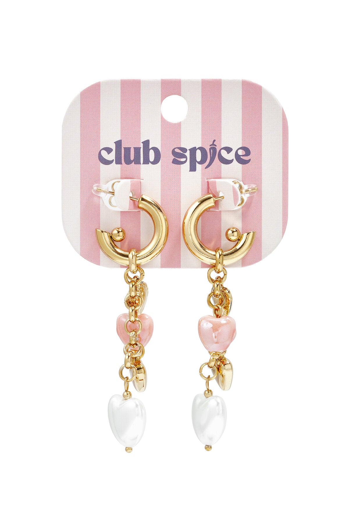 Boucles d'oreilles avec breloques en forme de cœur et perles