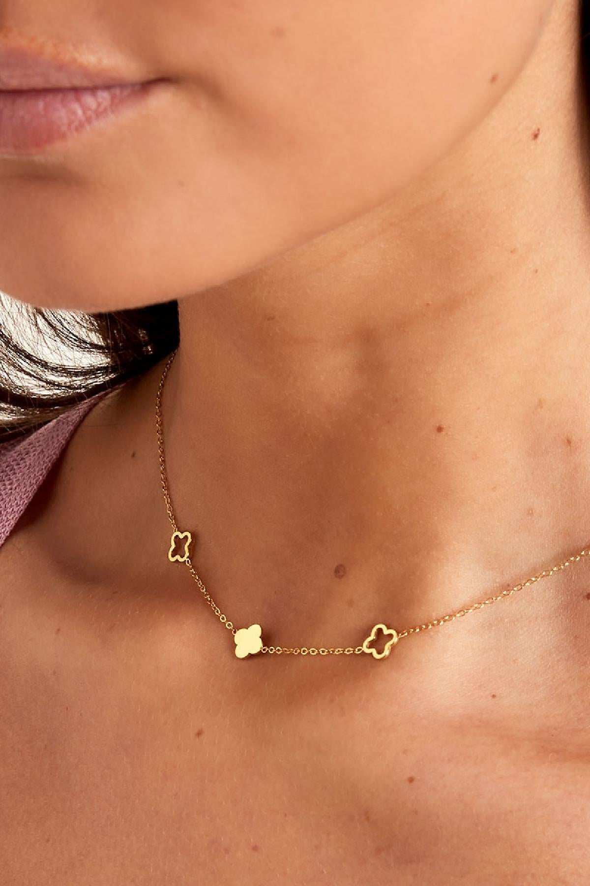 Collier trèfles Couleur or Acier inoxydable