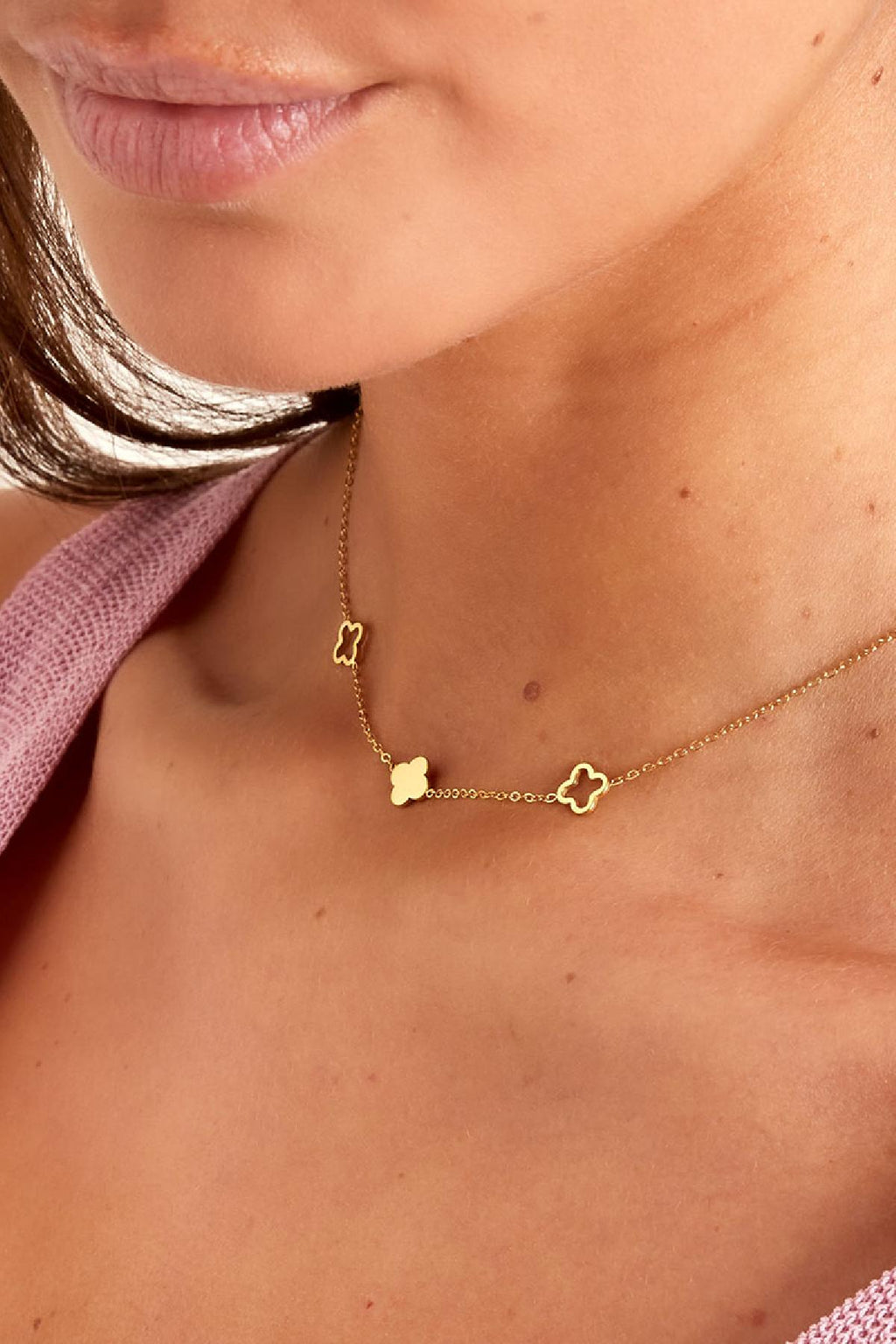 Collier trèfles Couleur or Acier inoxydable