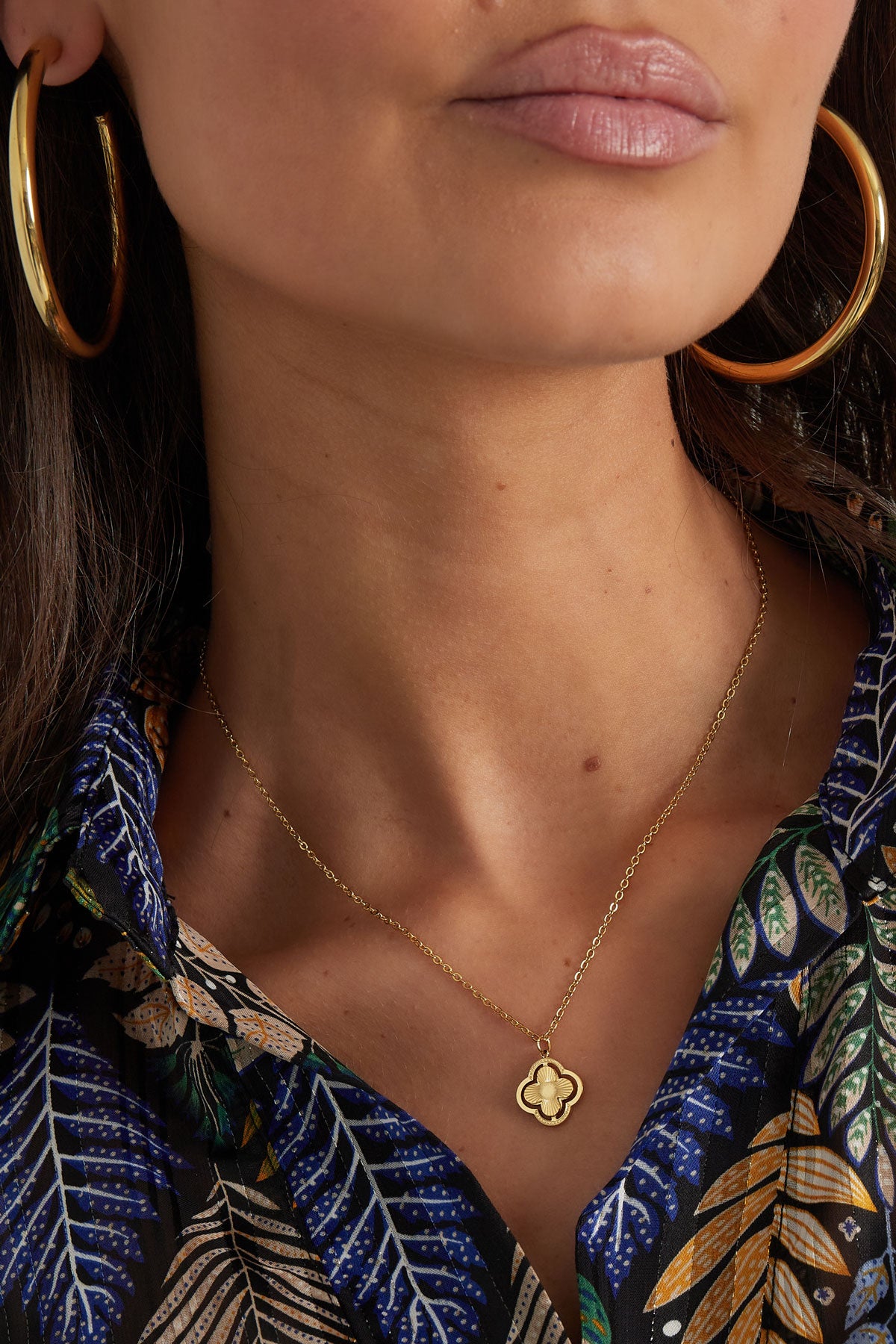 Collier double trèfle - doré