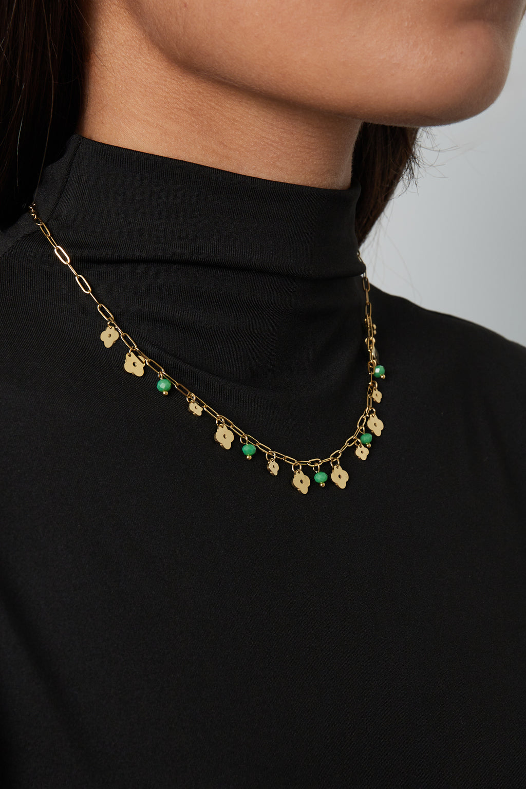 Collier trèfle basic - Couleur or vert
