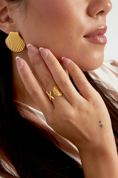 Bague coquillage vibes - dorée