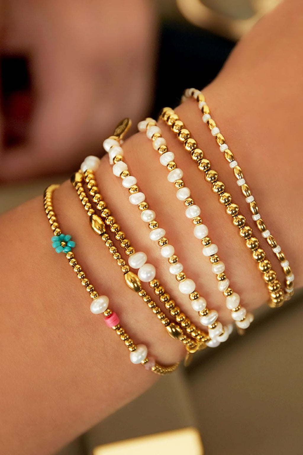 Bracelet perles Couleur or Acier inoxydable