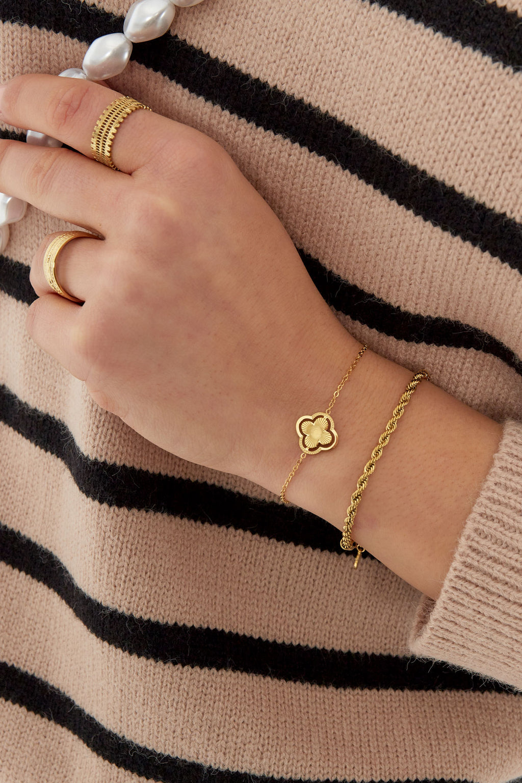 Bracelet double trèfle - doré