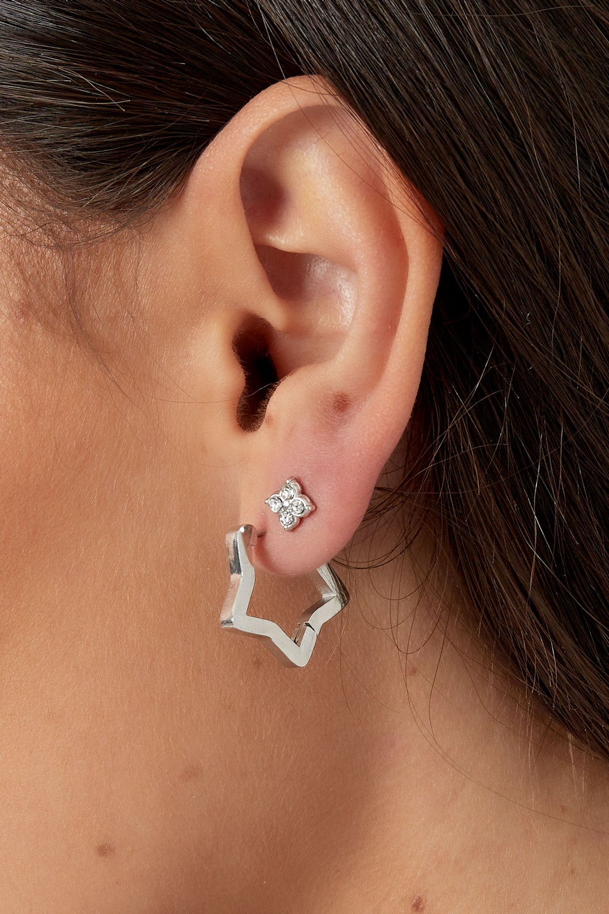 Boucles d'oreilles puces scintillantes avec pierres - doré