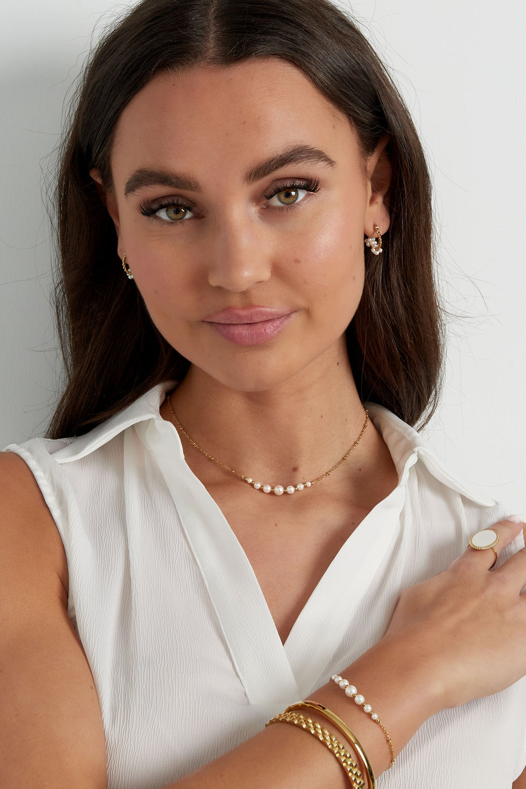 Bracelet de fête en perles - doré