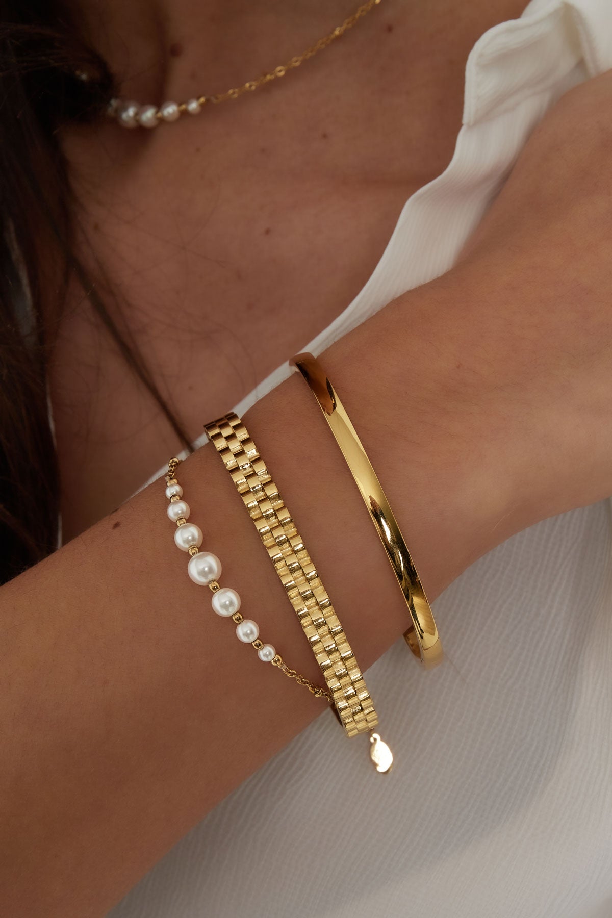 Bracelet de fête en perles - doré