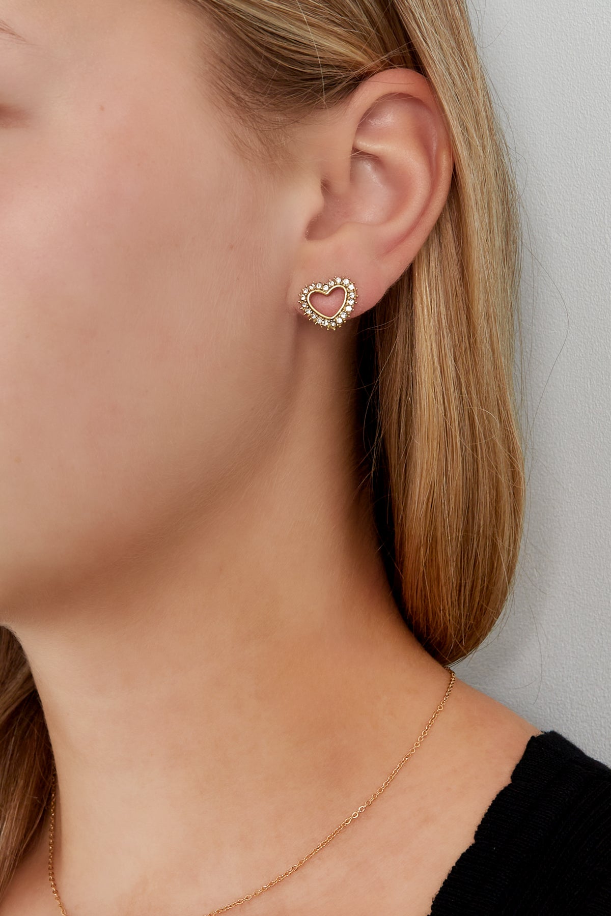 puces d'oreilles coeur diamant