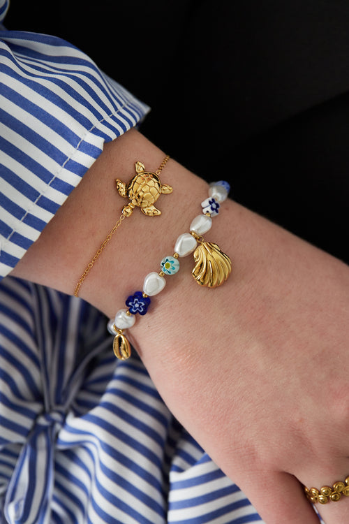 Bracelet extra vie marine - Couleur bleu or