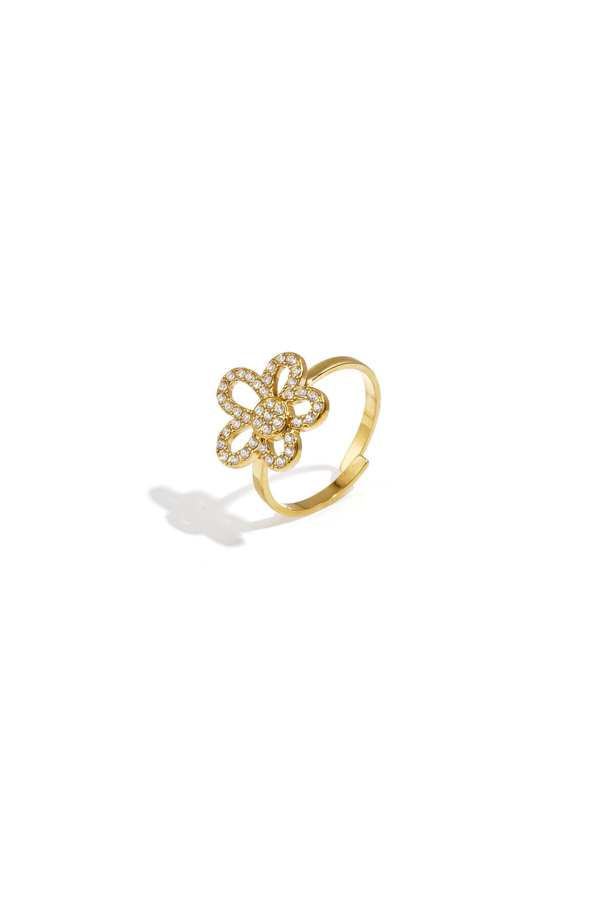 Bague ornée d'une fleur incrustée