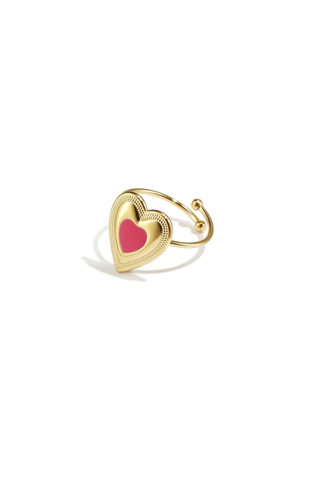 Bague ajustable avec cœur coloré