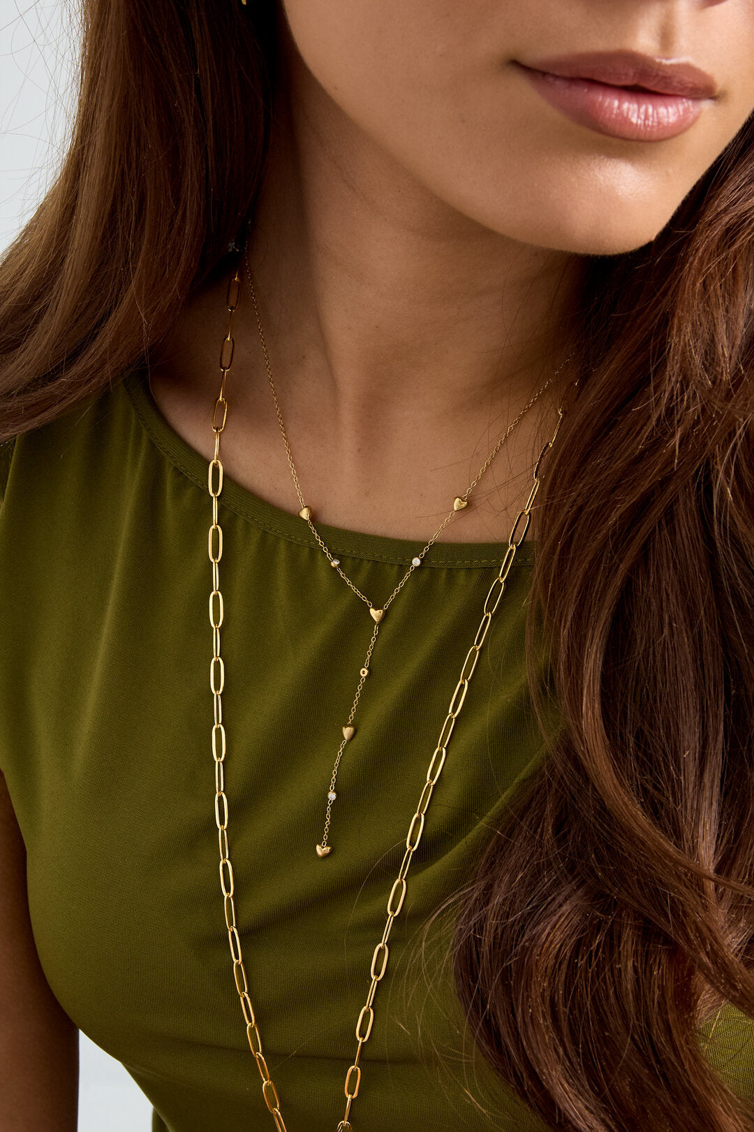 Collier en Y avec cœurs remplis