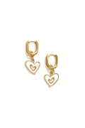 Boucles d'oreilles squovales avec des cœurs pendants en nacre
