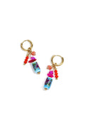 Boucles d'oreilles avec perles pendantes et imprimé floral