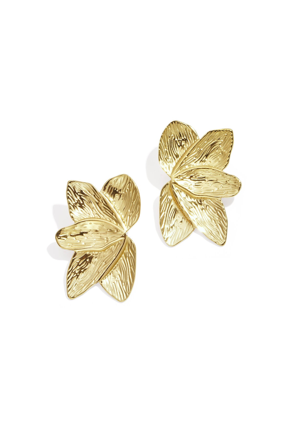 Boucles d'oreilles puces en acier inoxydable, style feuille, collection décontractée et simple pour femmes