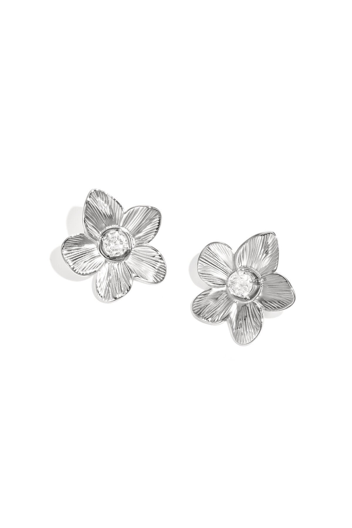 Boucles d'oreilles puces en acier inoxydable, motif floral, collection décontractée et simple pour femmes