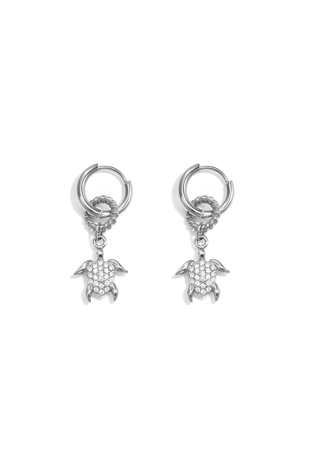Boucles d'oreilles avec une tortue pendante