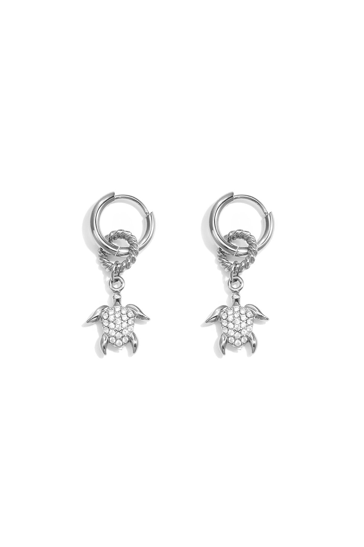 Boucles d'oreilles avec une tortue pendante