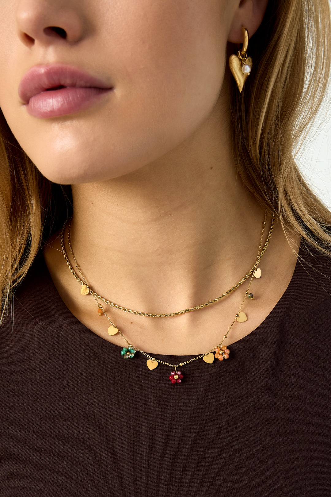 Colliers pendentifs en acier inoxydable Fleur Casual Daily Simple Série Bijoux pour femmes
