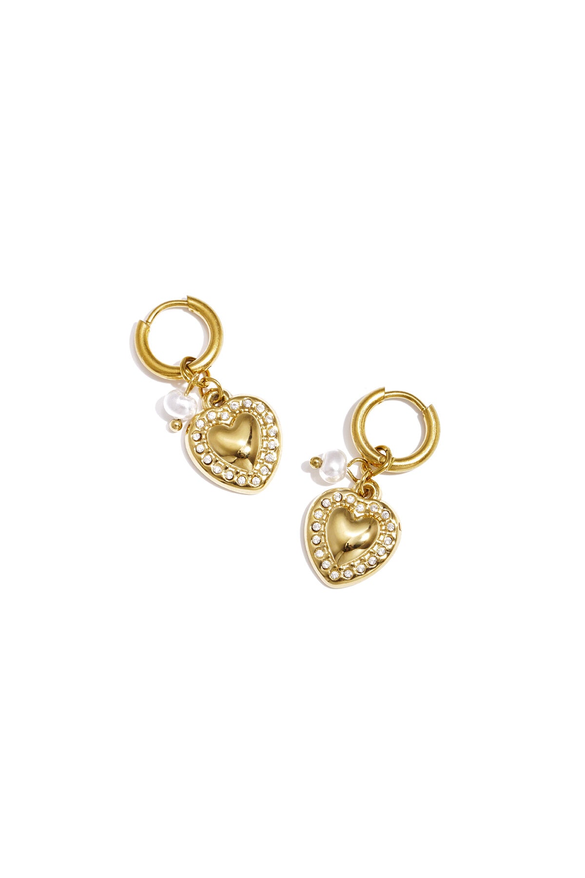 Boucles d'oreilles avec pendentif cœur et perle