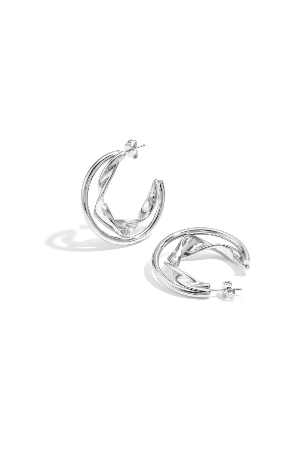 Boucles d'oreilles créoles doubles et épaisses avec détails torsadés