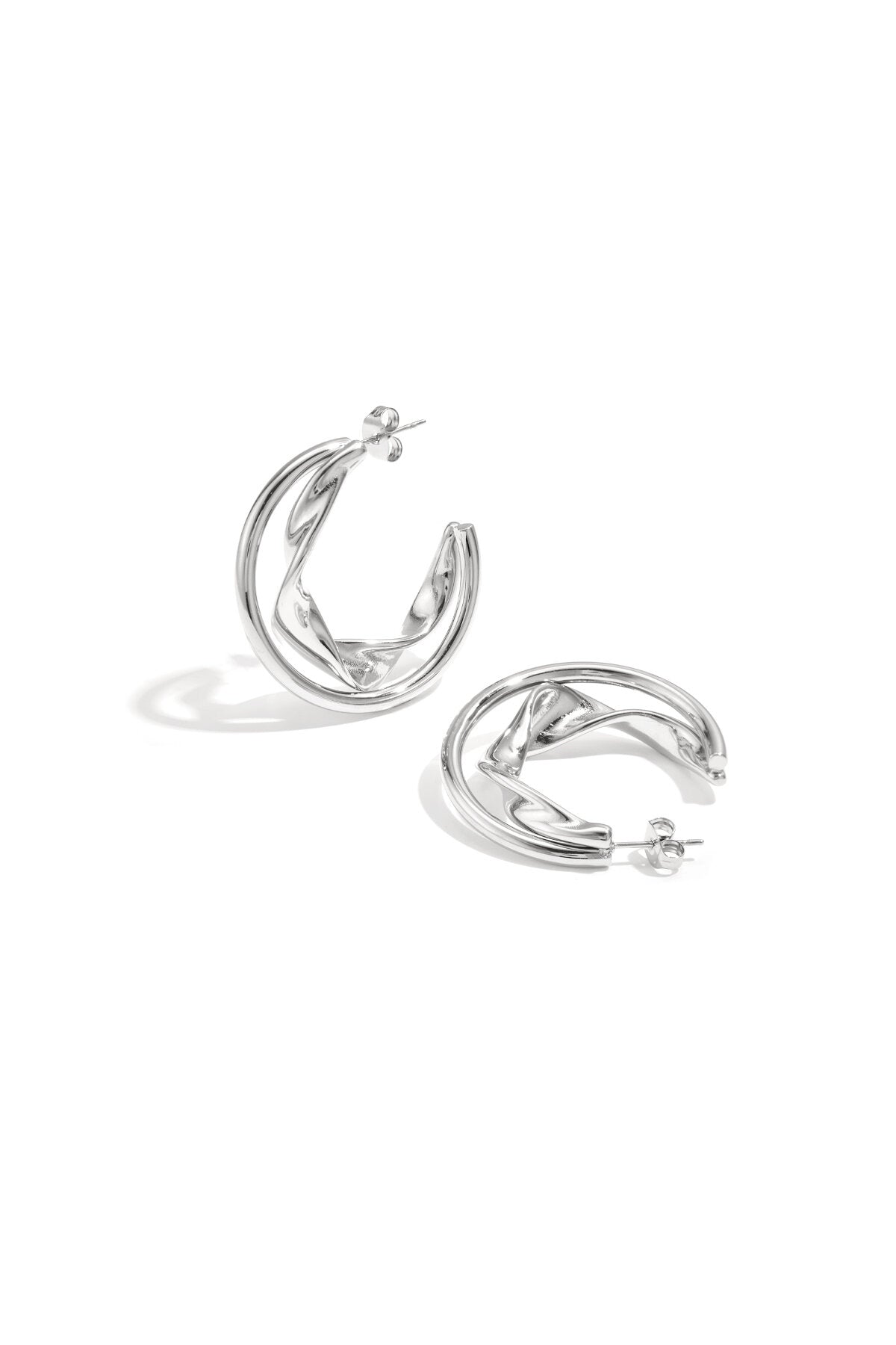 Boucles d'oreilles créoles doubles et épaisses avec détails torsadés
