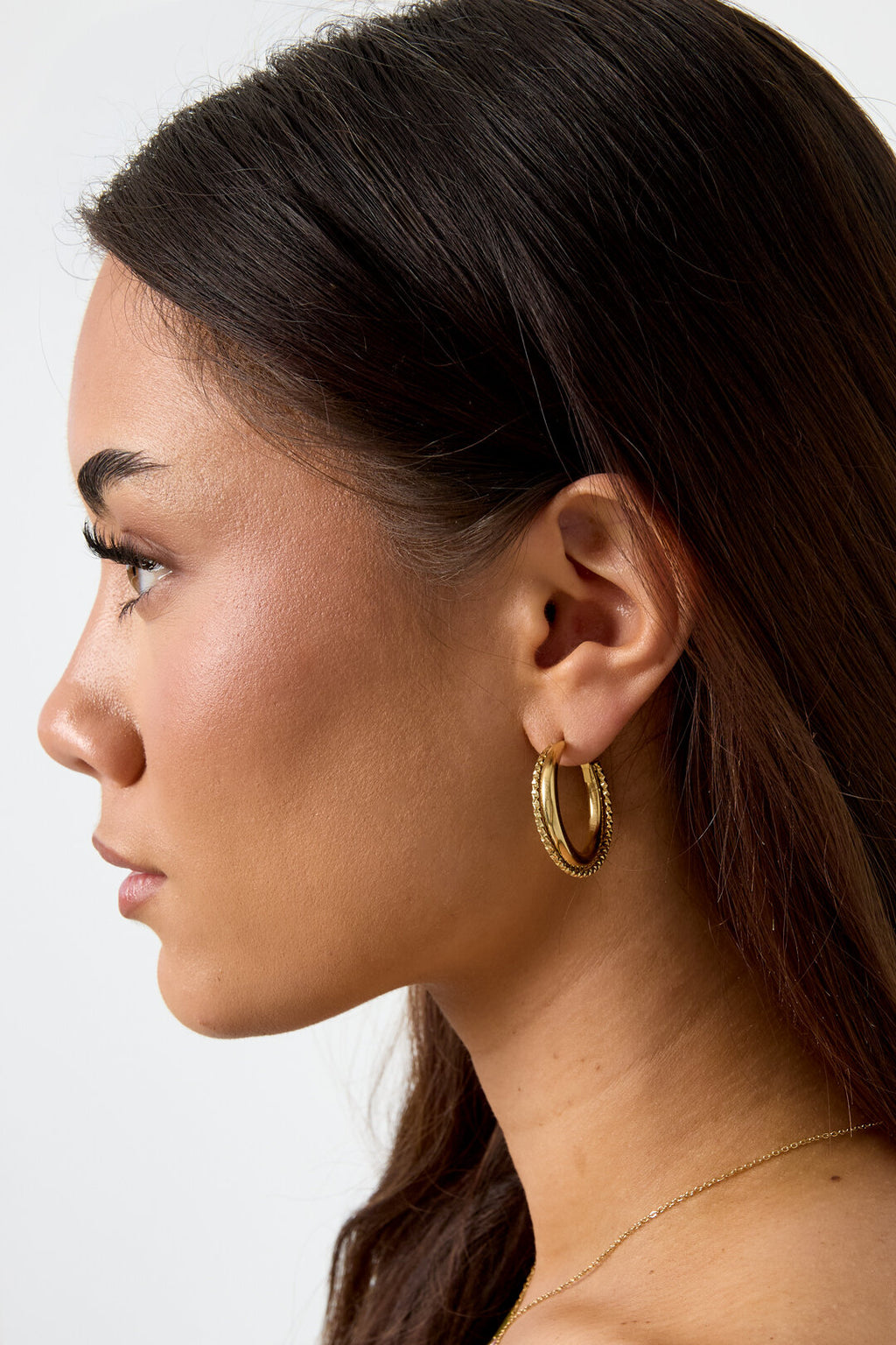 Boucles d'oreilles doubles créoles avec détail torsadé