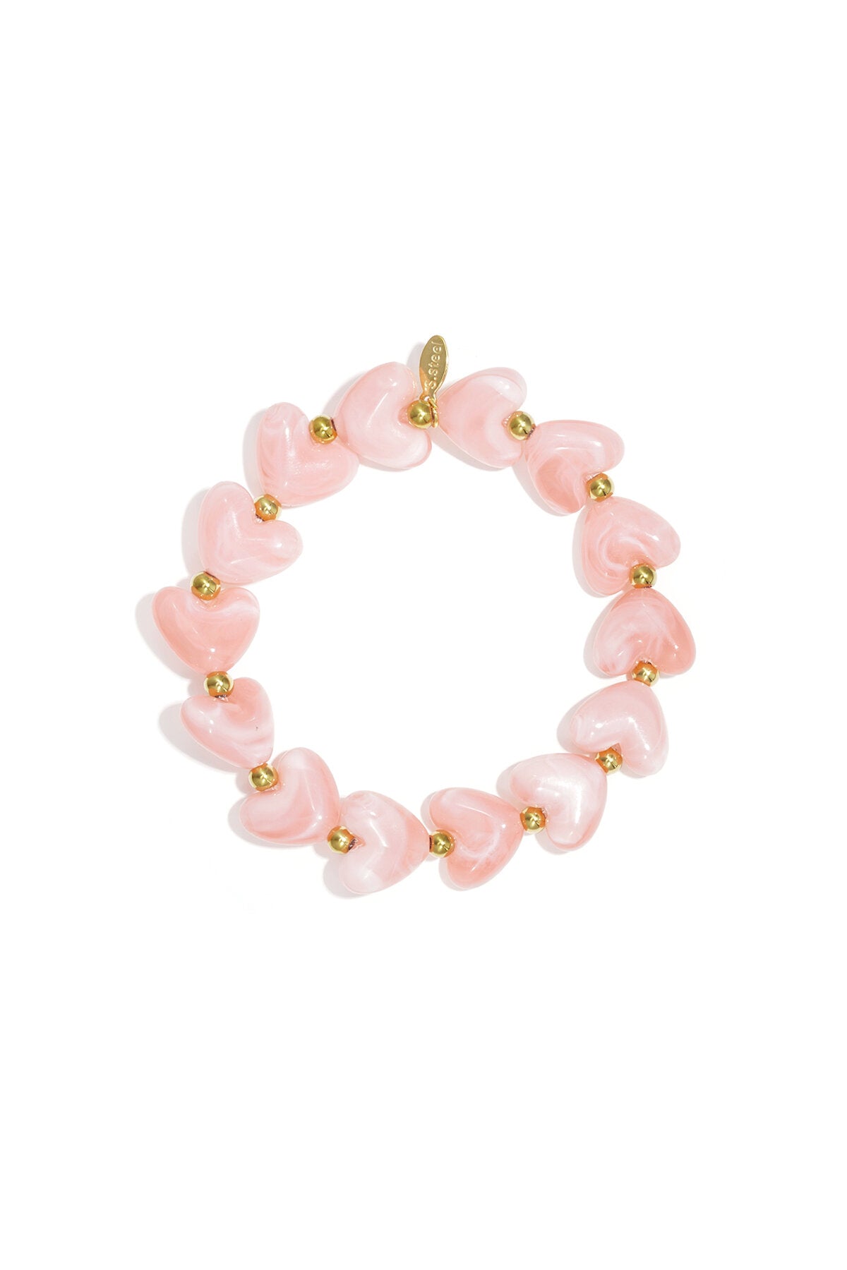 Bracelet élastique en perles en forme de cœur