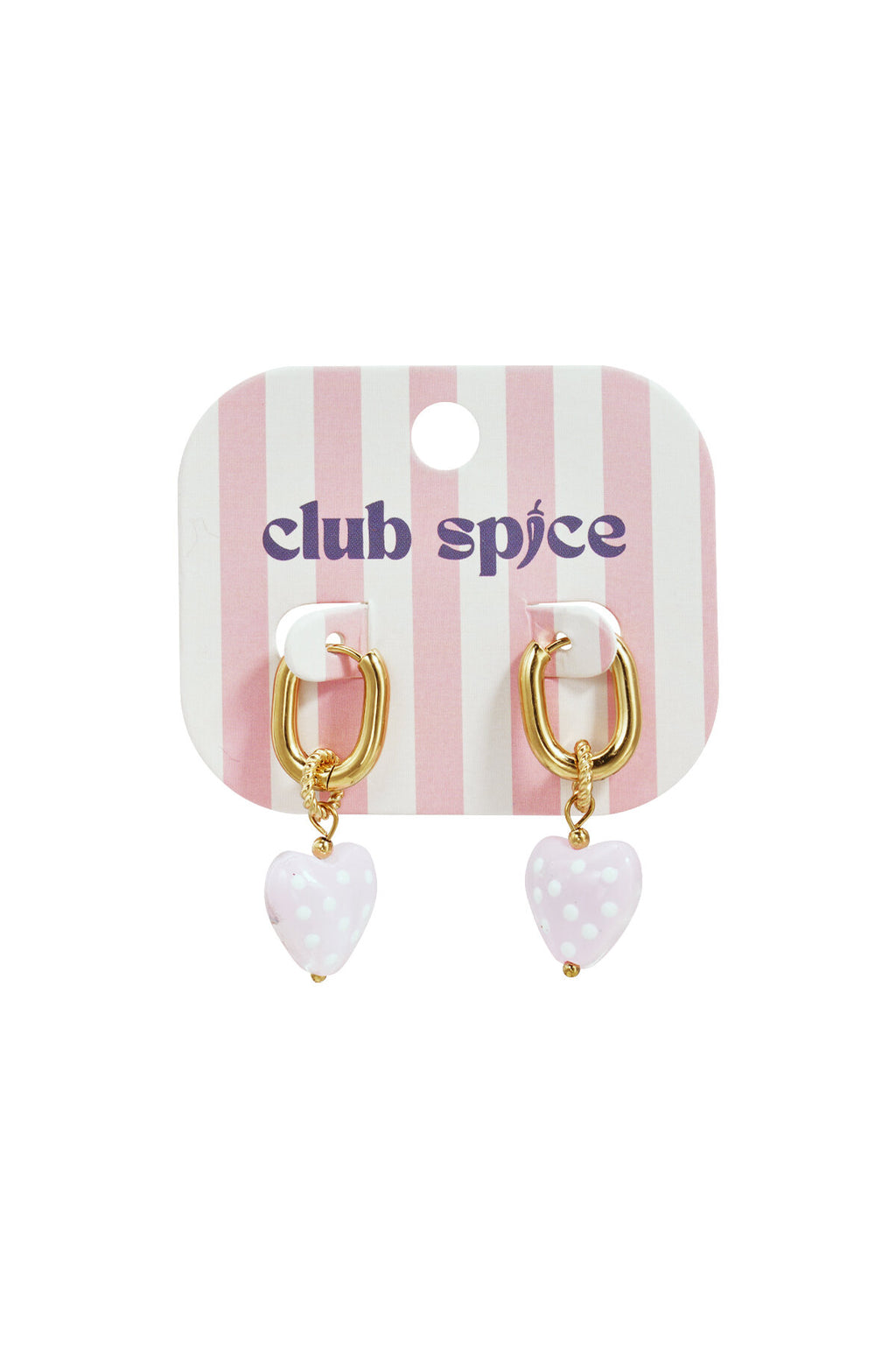 Boucles d'oreilles avec des cœurs pendants à pois