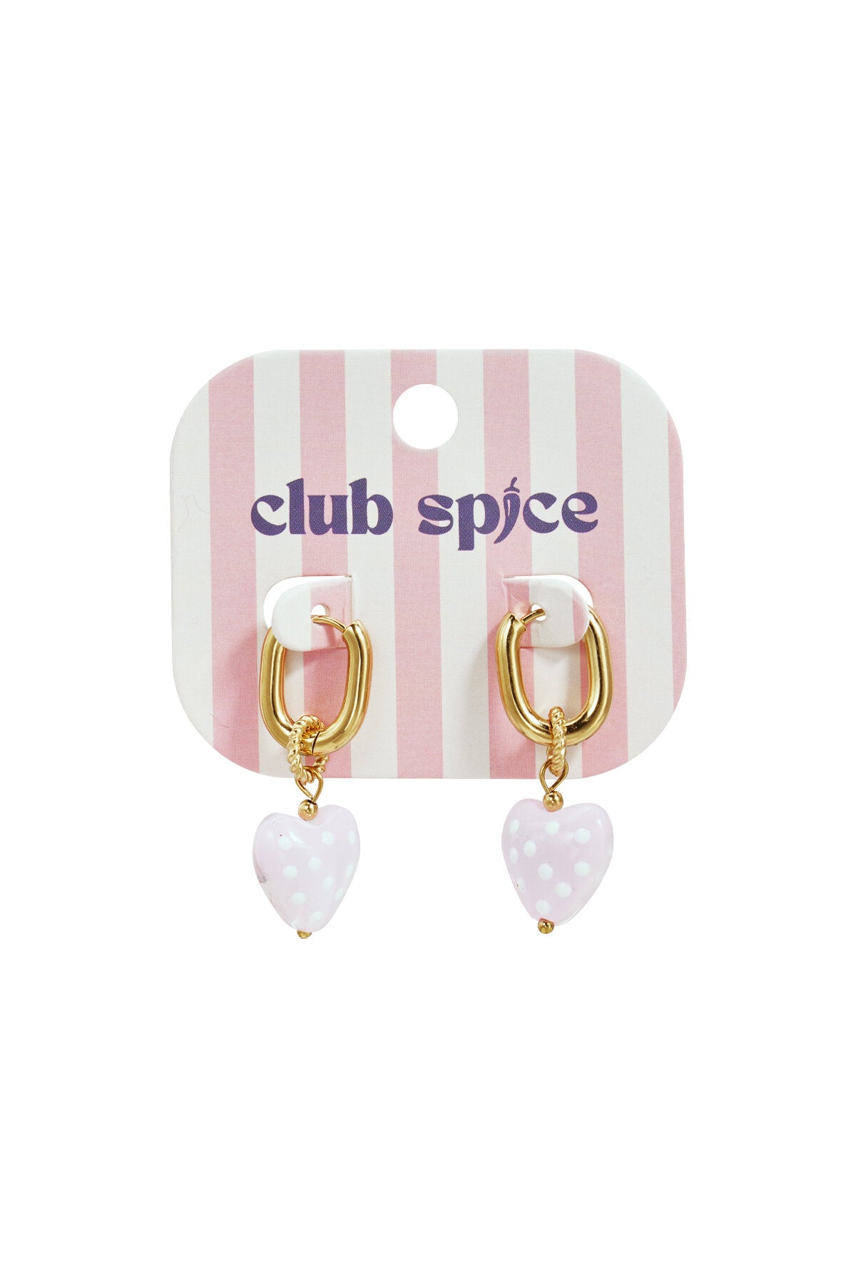 Boucles d'oreilles avec des cœurs pendants à pois