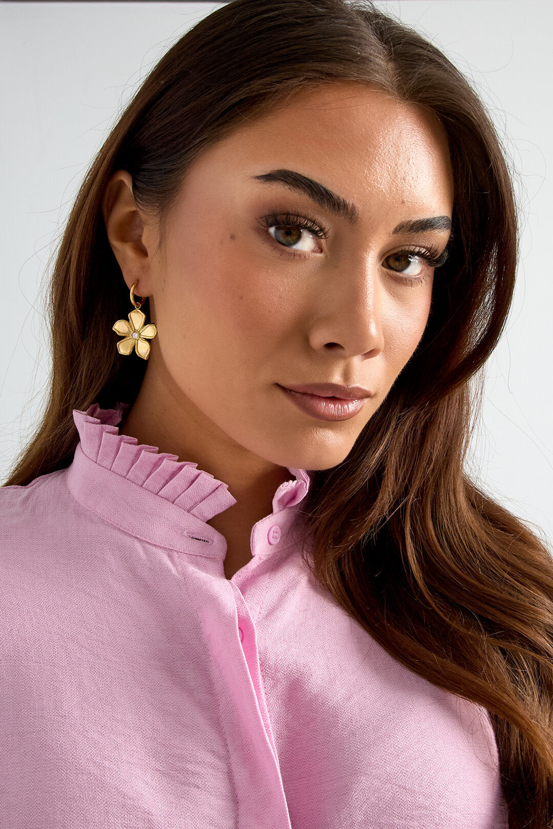 Boucles d'oreilles pendantes en acier inoxydable, motif floral, collection Daily Simple, bijoux pour femmes