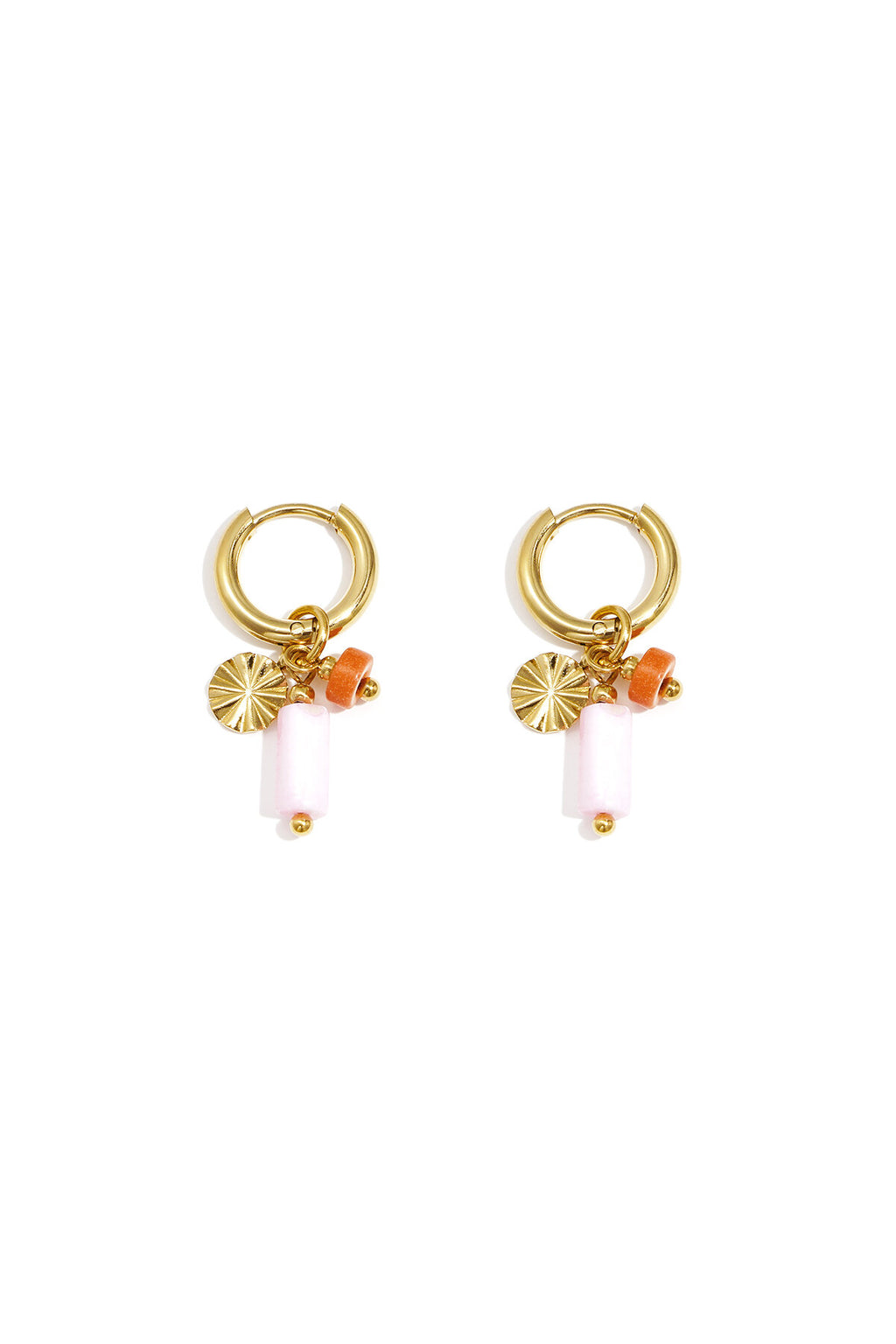 Boucles d'oreilles avec perles et breloque en forme de pièce