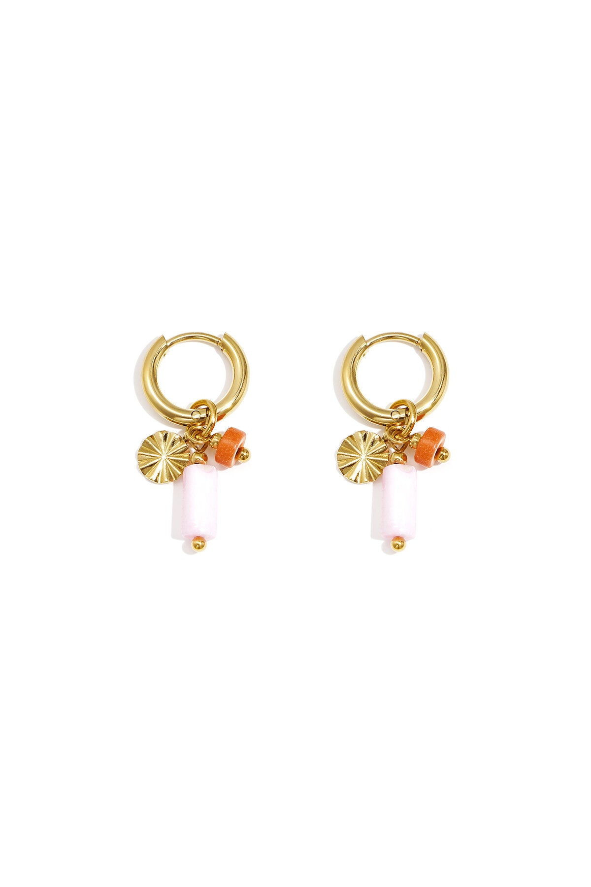 Boucles d'oreilles avec perles et breloque en forme de pièce