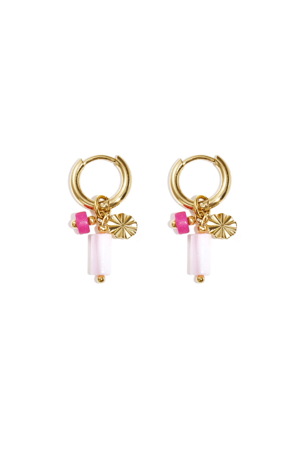 Boucles d'oreilles avec perles et breloque en forme de pièce
