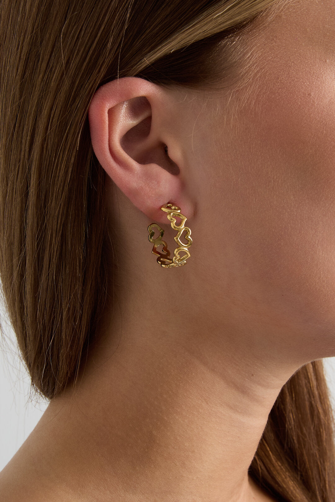 Boucles d'oreilles créoles à cœurs alternés