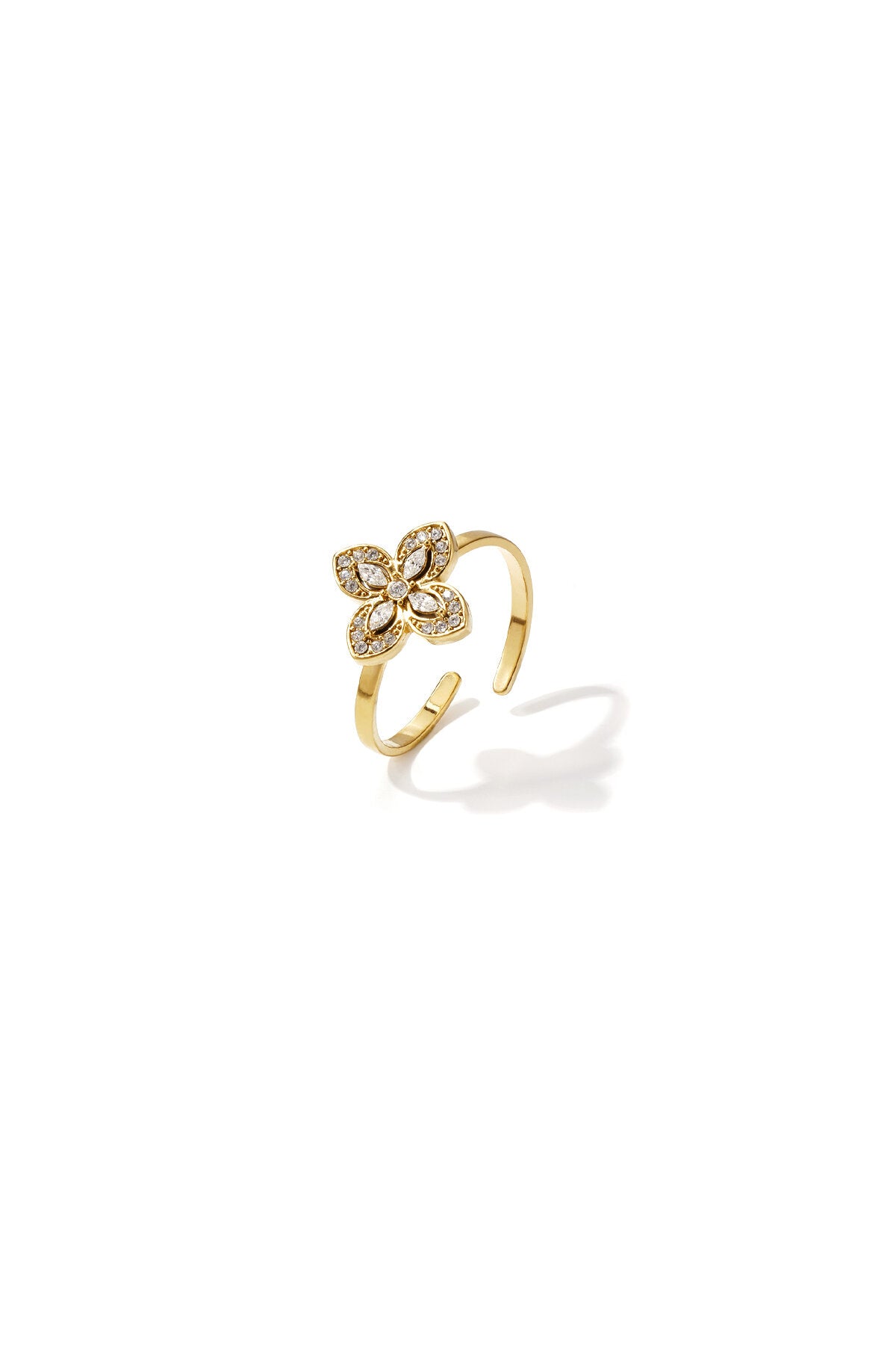 Bague imposante avec trèfle incrusté