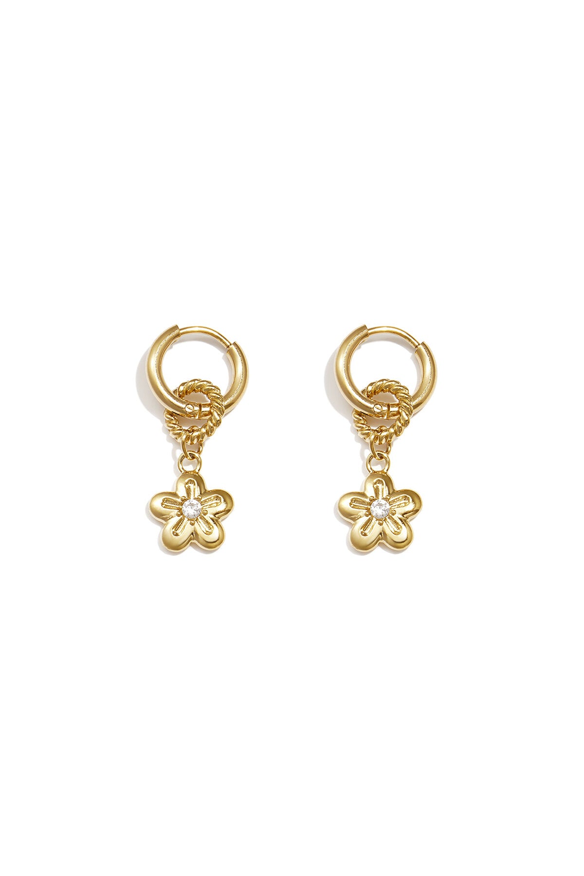 Boucles d'oreilles avec une marguerite pendante
