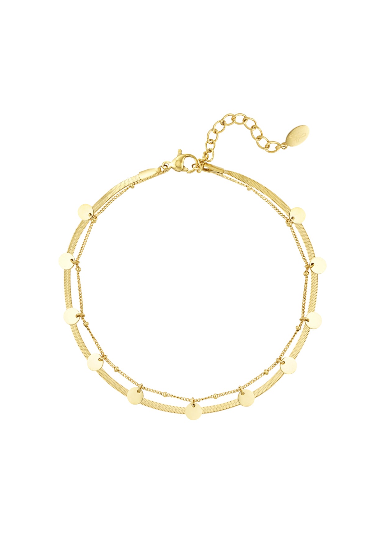 bracelet de cheville cercles double couche