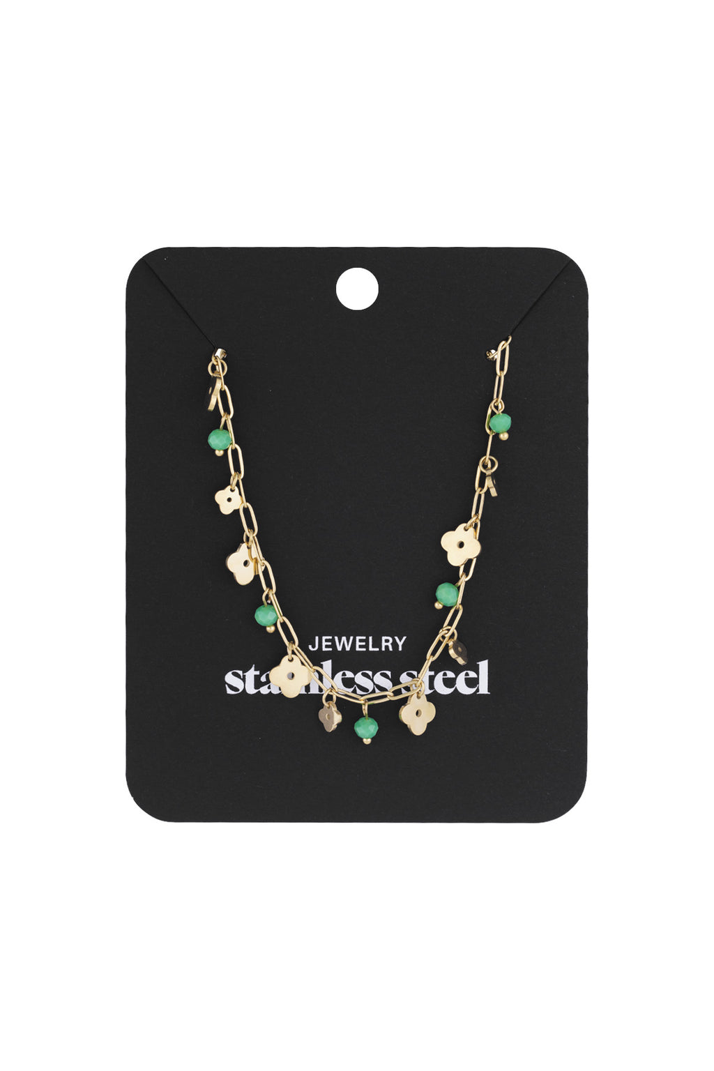 Collier trèfle basic - Couleur or vert