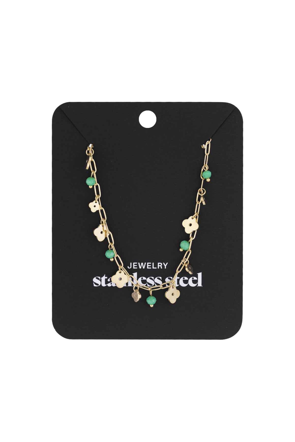 Collier trèfle basic - Couleur or vert