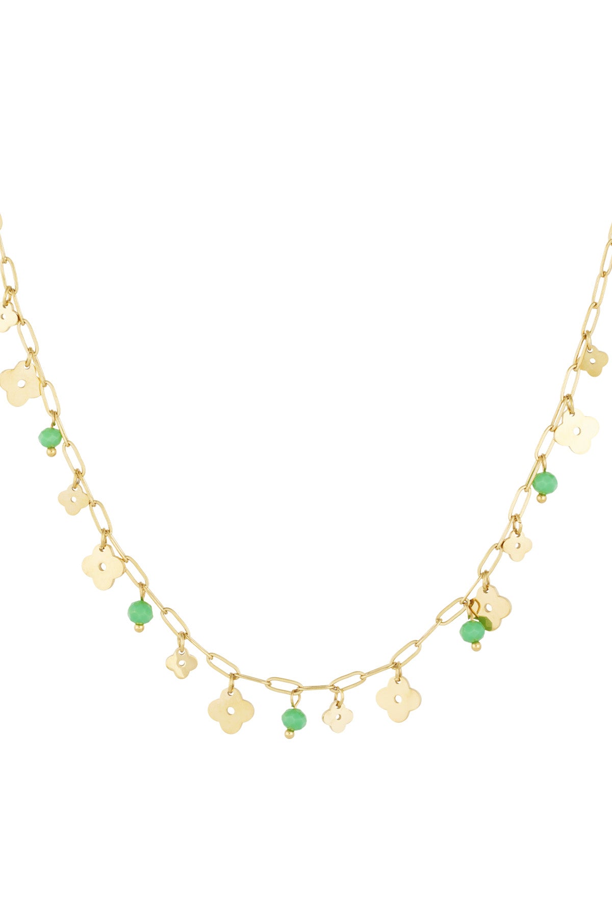 Collier trèfle basic - Couleur or vert