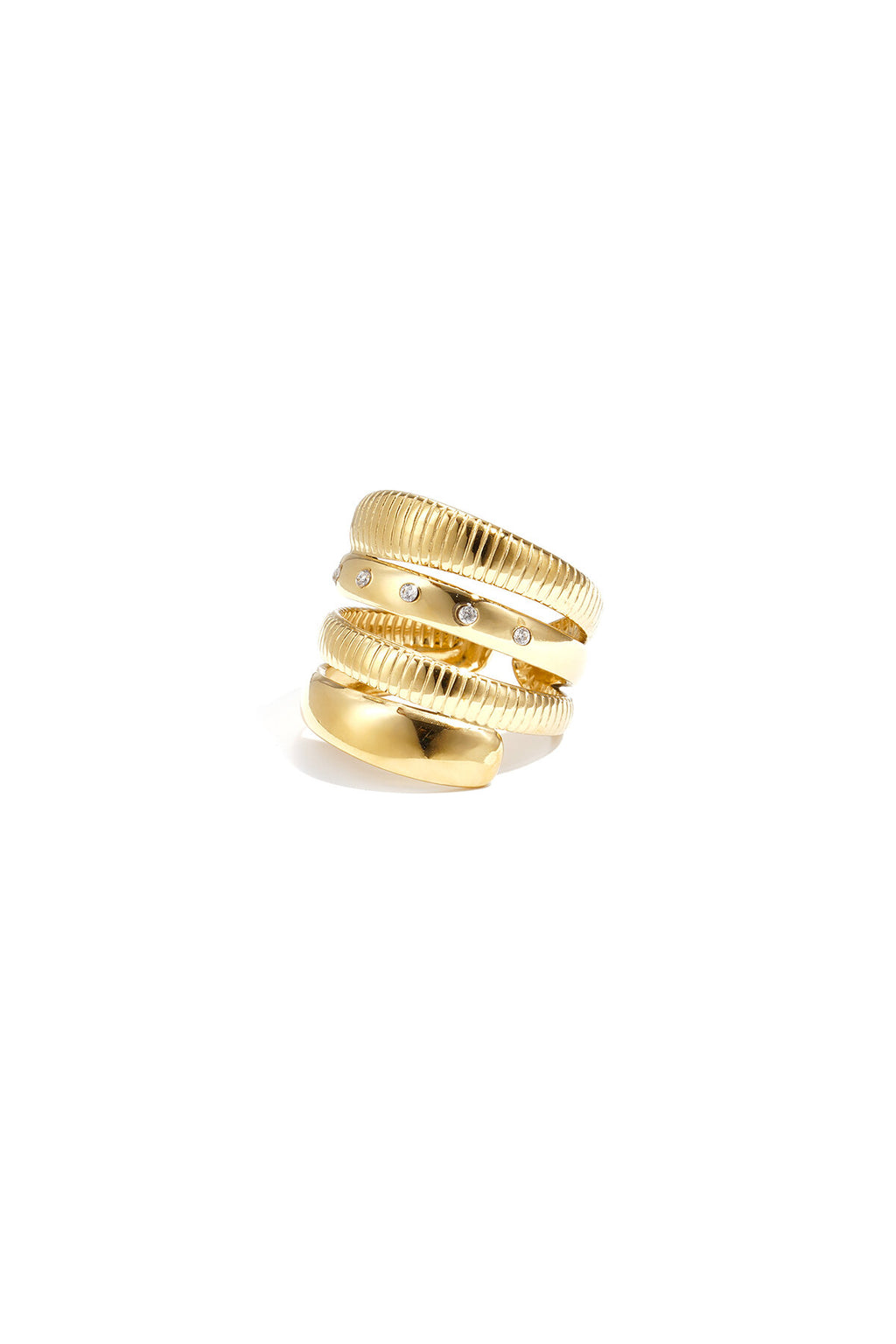 Bague à plusieurs niveaux avec motif rayé