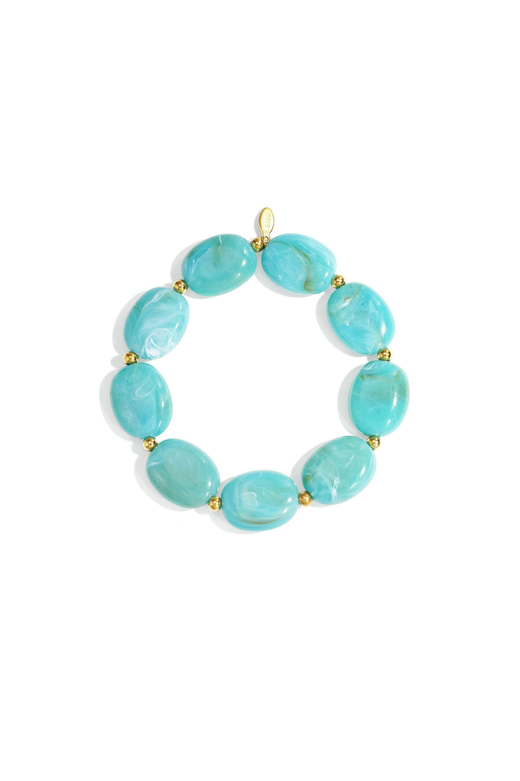 Bracelet de perles ovales et dorées
