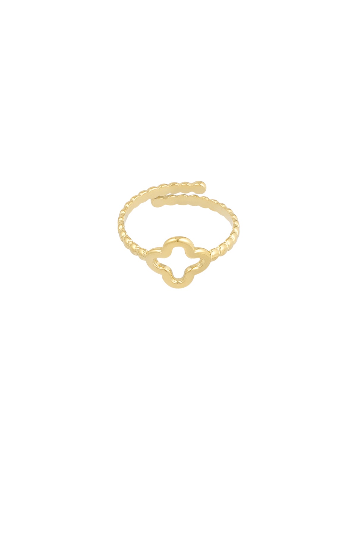 Bague torsadée avec trèfle - dorée