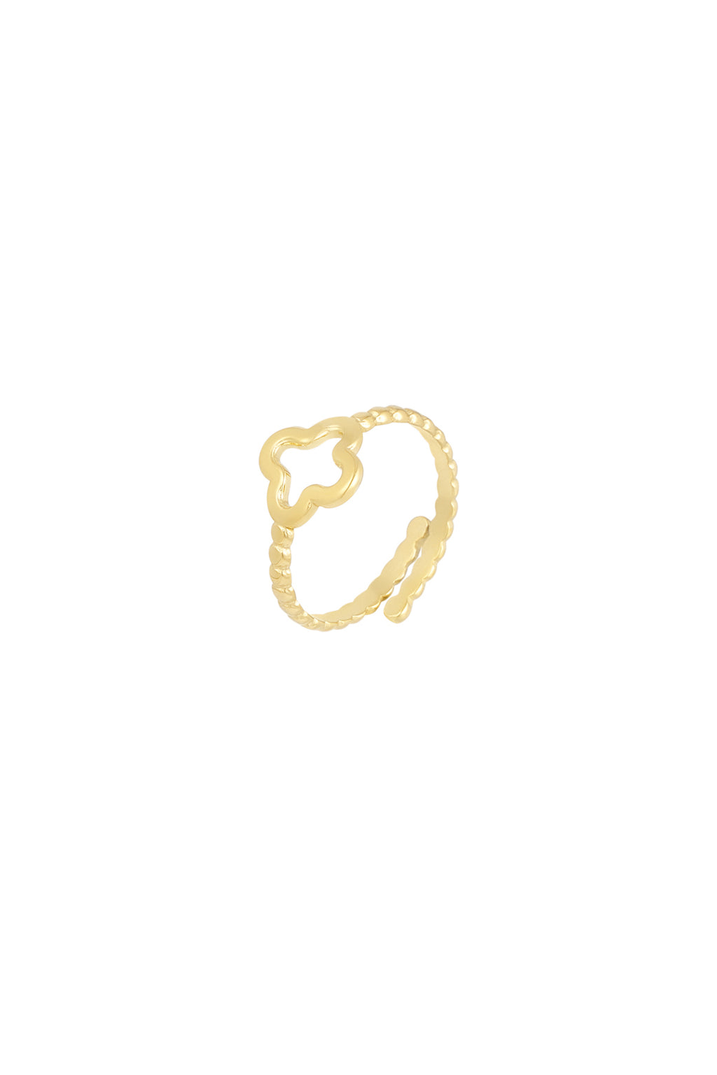 Bague torsadée avec trèfle - dorée