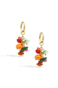 Petites boucles d'oreilles créoles avec pierres et perles pendantes