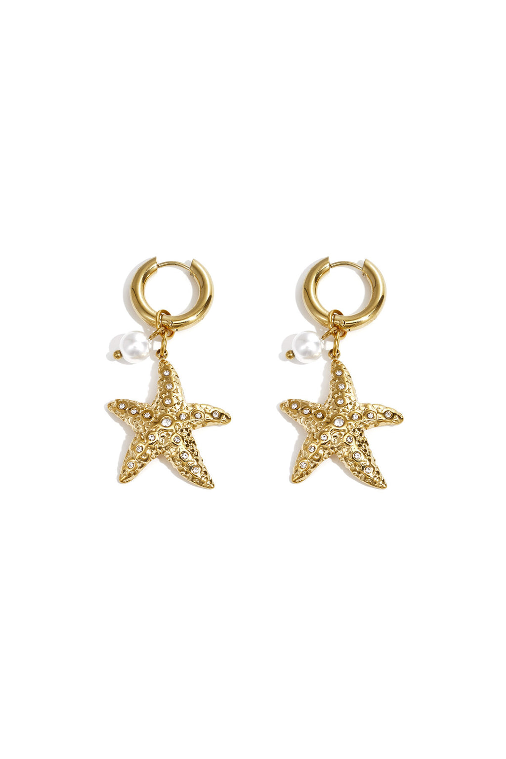 Boucles d'oreilles ornées d'étoiles de mer et de perles