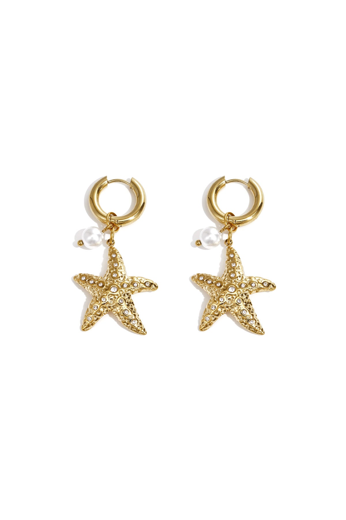 Boucles d'oreilles ornées d'étoiles de mer et de perles
